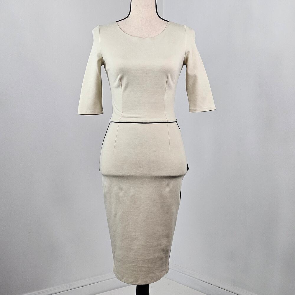 Stella McCartney Sheath Dress Colorblock Black Beige Jersey | Women‎ XS | FLAWS